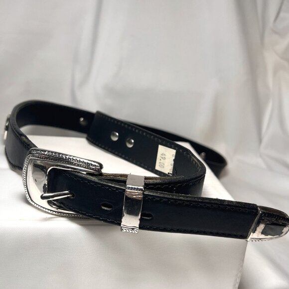 RGA Four By Danbury Asso.-Men's Golf Black Leather Belt-Silver Buckle-Casual - Picture 4 of 15
